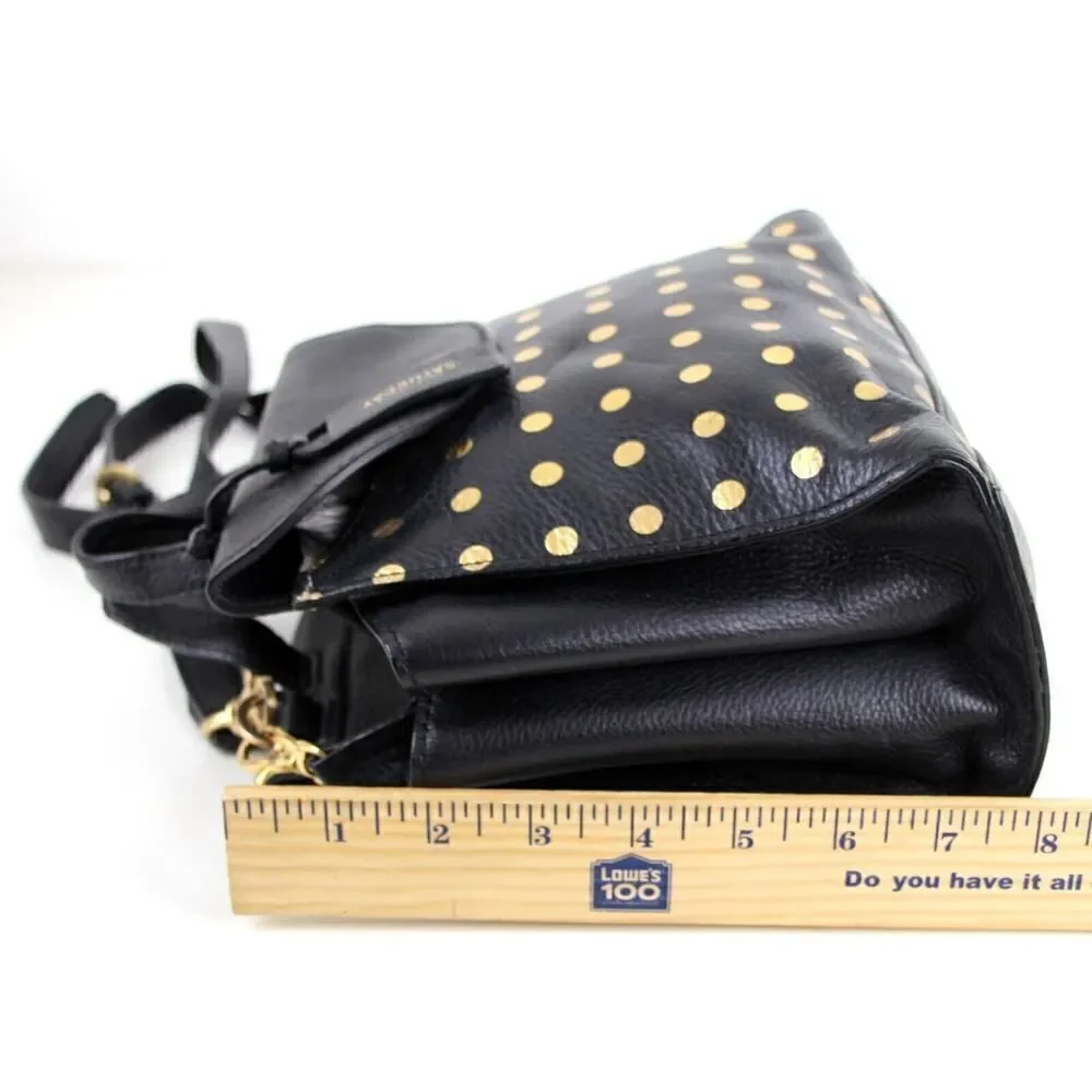 kate spade Saturday BLACK LEATHER POLKA DOT SHOULDER BAG XBODY SATCHEL PURSE
